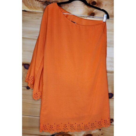 KARLIE WOMEN'S ONE SHOULDER SHORT DRESS ORANGE - Picture 2 of 11
